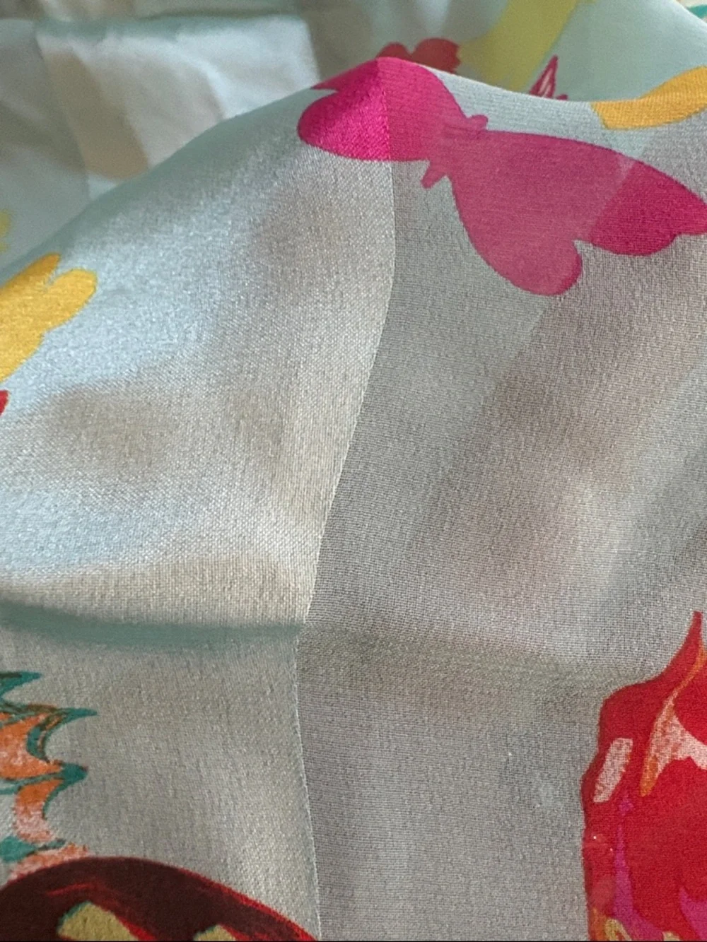 Vintage Chopard Chiffon Silk Scarf with Multi-Color Butterfly Motif
